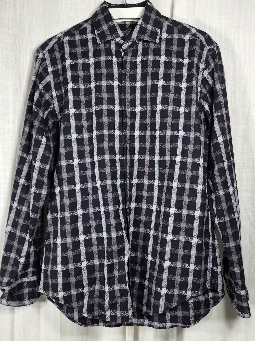 Bugatchi Black and Gray Check Dress Shirt